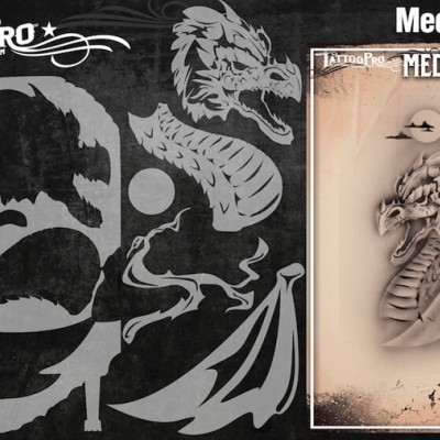 Airbrush Tattoo Pro Stencil Medieval Dragon